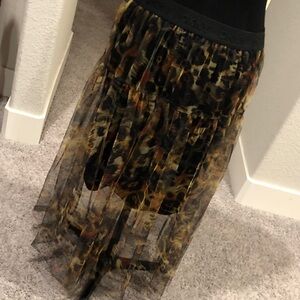 DKNY Leopard Print Mesh Skirt